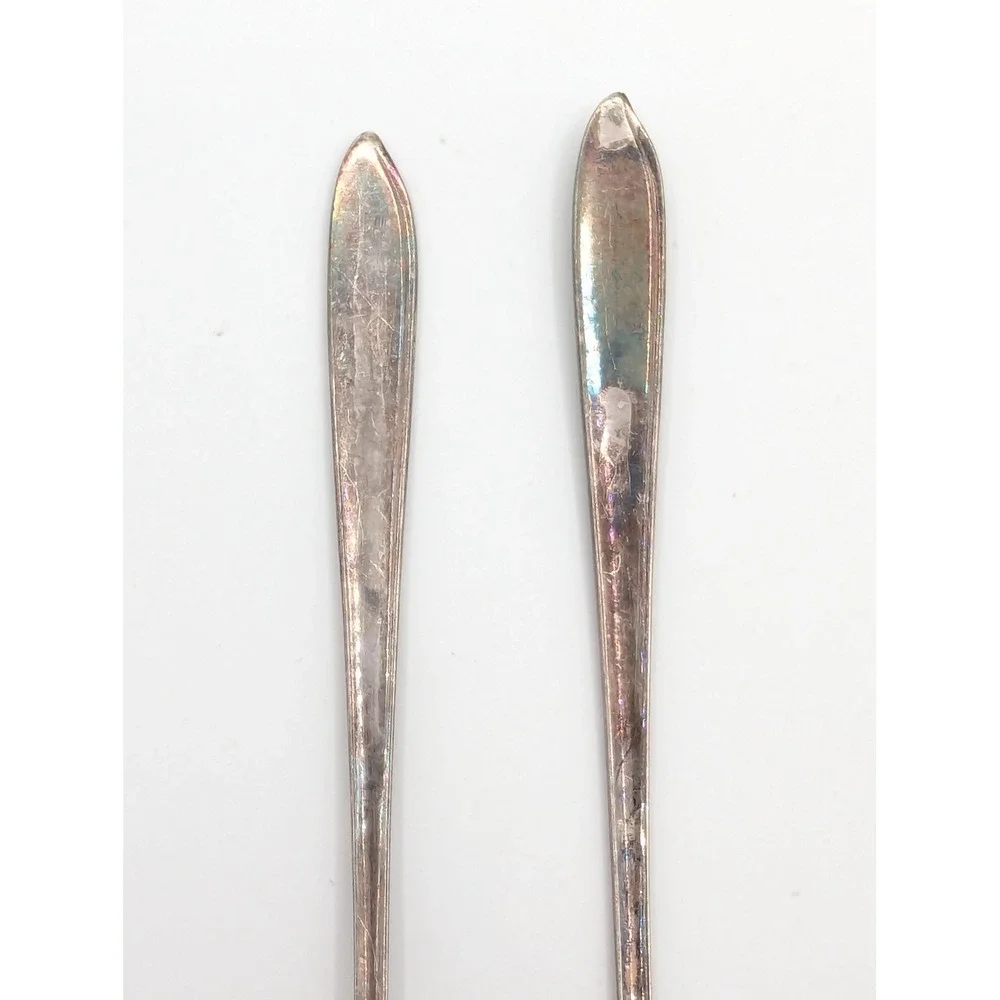 Vintage Gorham Silver Plate‎ Iced Tea Spoons Floral Pattern Set of 2 7.5 Inch